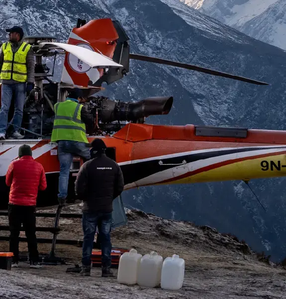 EBC Trek Helicopter Return from Pheriche